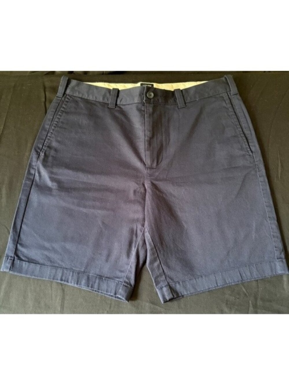 J.Crew Men's Navy Blue Chino Shorts Size 34 Flat Front 9" Inseam Cotton Casual